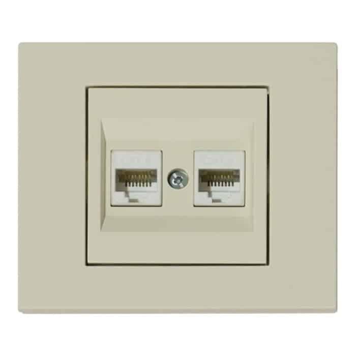 Розетка комп'ютерна двійна (CAT6) кремова GRANO OVIVO 400-020300-230