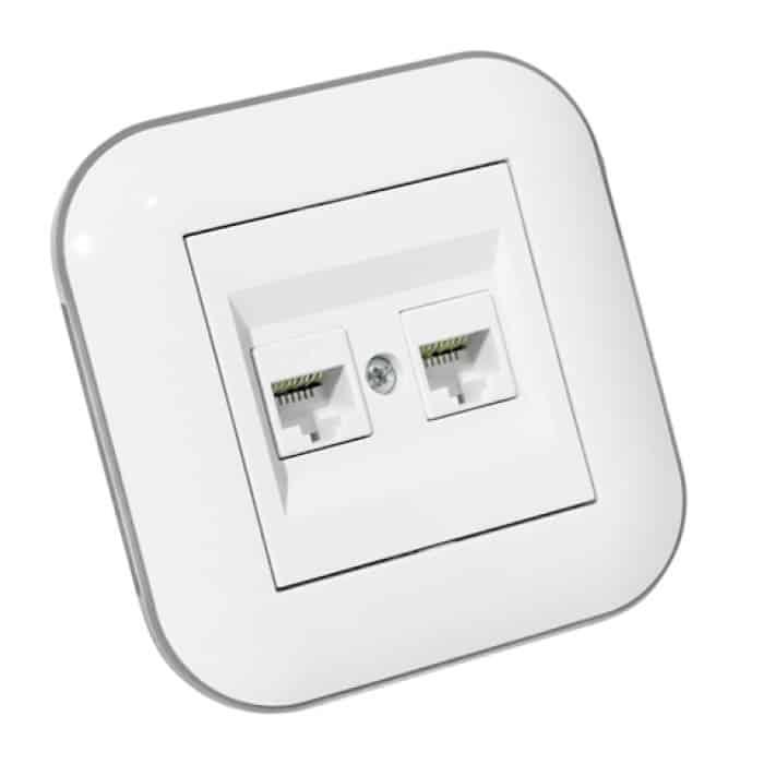 Розетка комп'ютерна двійна (CAT6) LOFT білий+сірий OVIVO 404-010303-230
