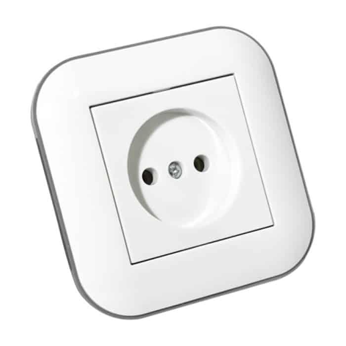 Розетка одинарна без заземлення LOFT білий+сірий OVIVO 404-010303-215