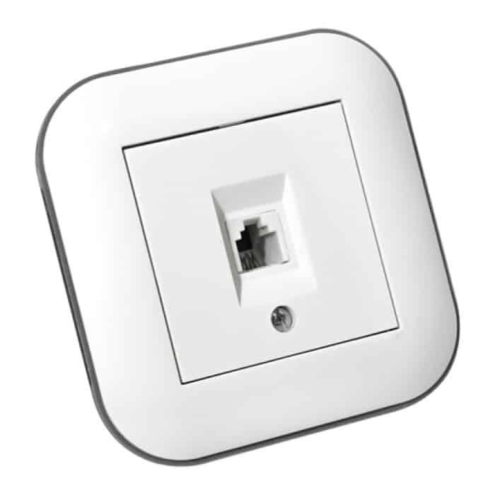 Розетка телефонна LOFT білий+сірий OVIVO 404-010303-221