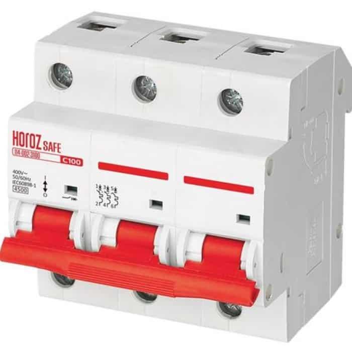 Автоматичний вимикач SAFE 100А 3P С HOROZ ELECTRIC 114-002-3100-010