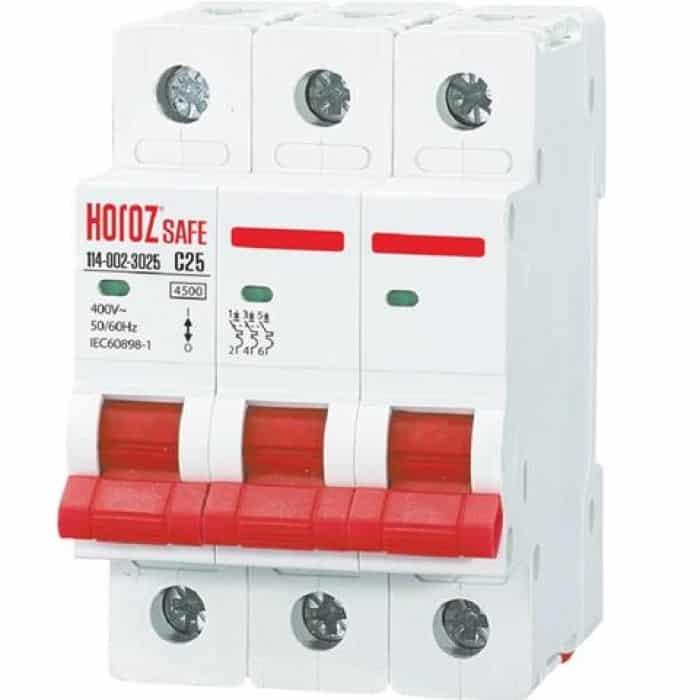 Автоматичний вимикач SAFE 25А 3P С HOROZ ELECTRIC 114-002-3025-010