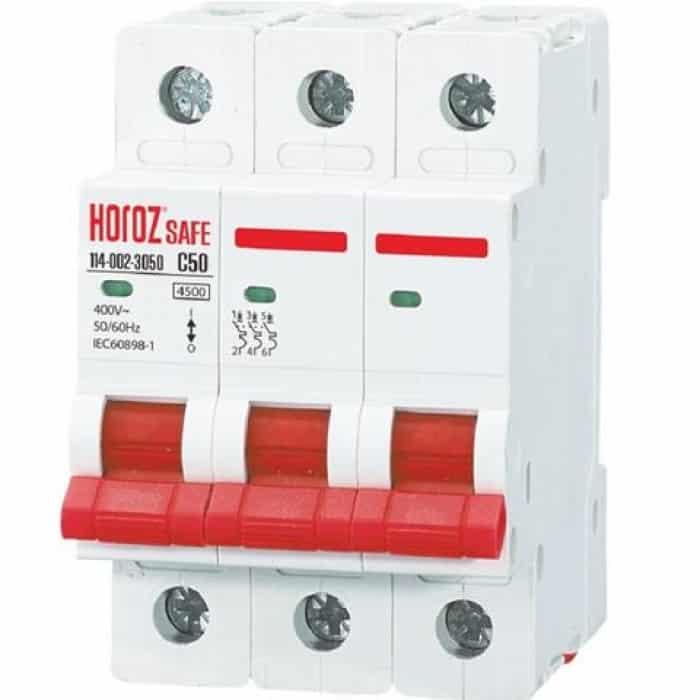 Автоматичний вимикач SAFE 50А 3P С HOROZ ELECTRIC 114-002-3050-010