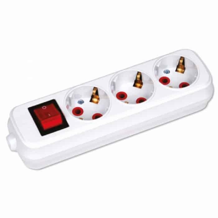 Колодка 3 гнізда з заземленням и вимикачем HOROZ ELECTRIC 200-300-302