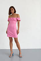 Женское розовое короткое платье со шнуровкой на спине S, гламурный