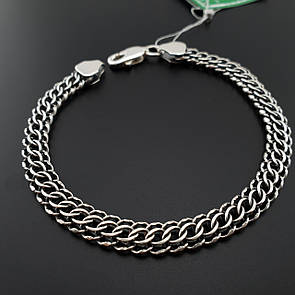 Браслет срібло чоловічий плетіння пітон (венеція) 20 см