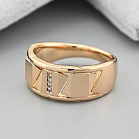 Кольцо Сладкий момент 39711 ширина 8 мм белые фианиты позолота 18К размер 16