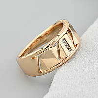 Кольцо Сладкий момент 39711 ширина 8 мм белые фианиты позолота 18К размер 18