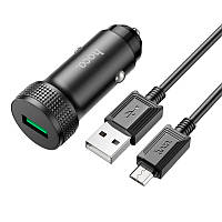 Адаптер автомобильный HOCO Micro USB Cable Level single port car charger Z49A |1USB, 18W, 3A, QC3.0|
