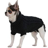 Свитер для собак вязанный «Премиум», черный, одежда для собак мелких, средних пород