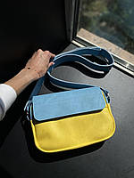 Жіноча шкіряна сумка OLIVIA  жовтий та блакитний