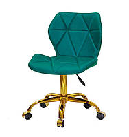 Стул Torino GD-Office кожзам бирюзовый (зеленый) 1002 на золотой крестовине c колесиками