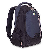 Рюкзак городской для взрослых и подростков Swissgear 14x27,5x38см черно-синий/Школьный рюкзак