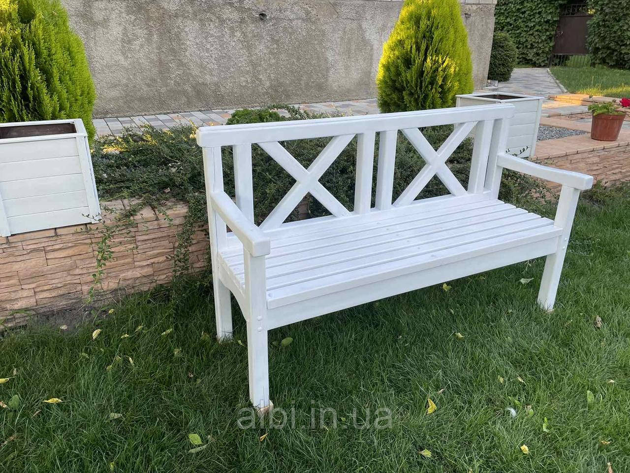 Лава Прованс 1.6 м, лава з дерева, дерев'яна лава біла, лава дерев'яна