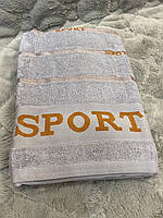 Махровое полотенце банное серое "Sport" 70х140см
