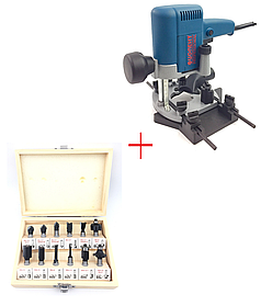 Комплект Фрезер Фіолент МФ3-1100Е + Набір фрез по дереву Euro Craft 12 шт (RS012)