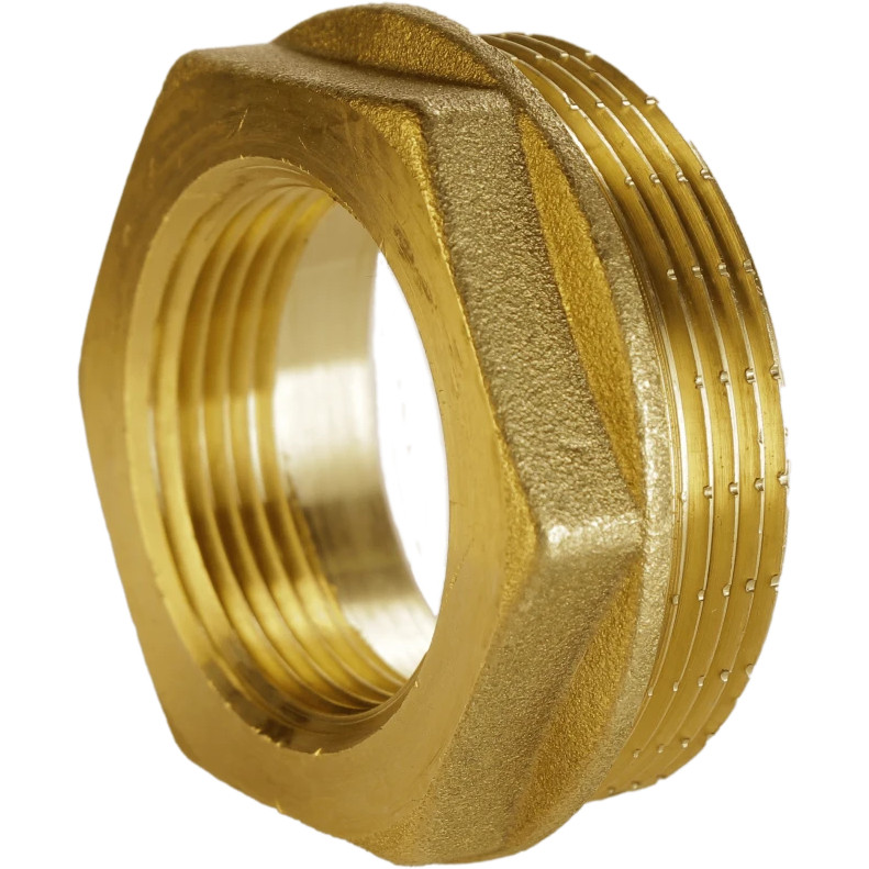 Футорка латунна 1 1/2| НР х 3/4| ВР штампована А0753А VA, фото 1