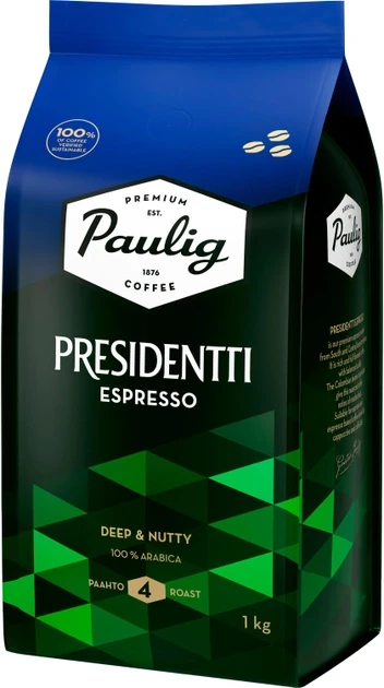Кава в зернах Paulig Presidentti Original Espresso 1 кг Фінляндія Еспресо