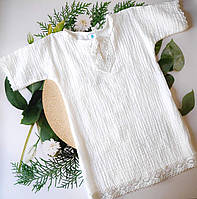 Муслиновая рубашка для новорожденных и для крещения 62 размер
