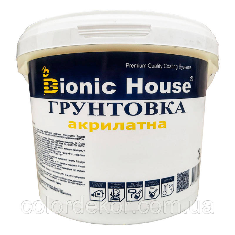 Акриловий ґрунт для дерев'яних поверхонь з антисептичними властивостями "Bionic-house" 1 л