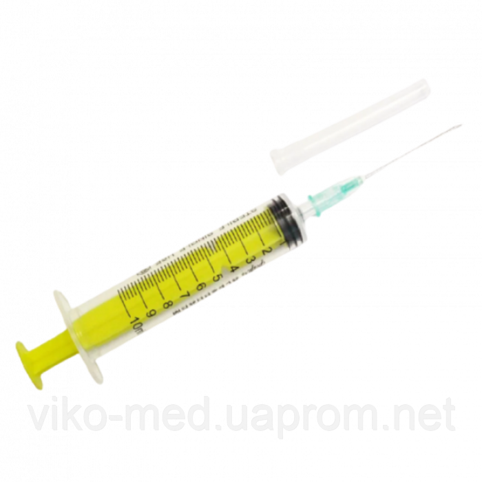 Шприц 3-х компонентний ALEXPHARM, 10,0 мл луєр-сліп, з голкою 0,8 х 40 мм.