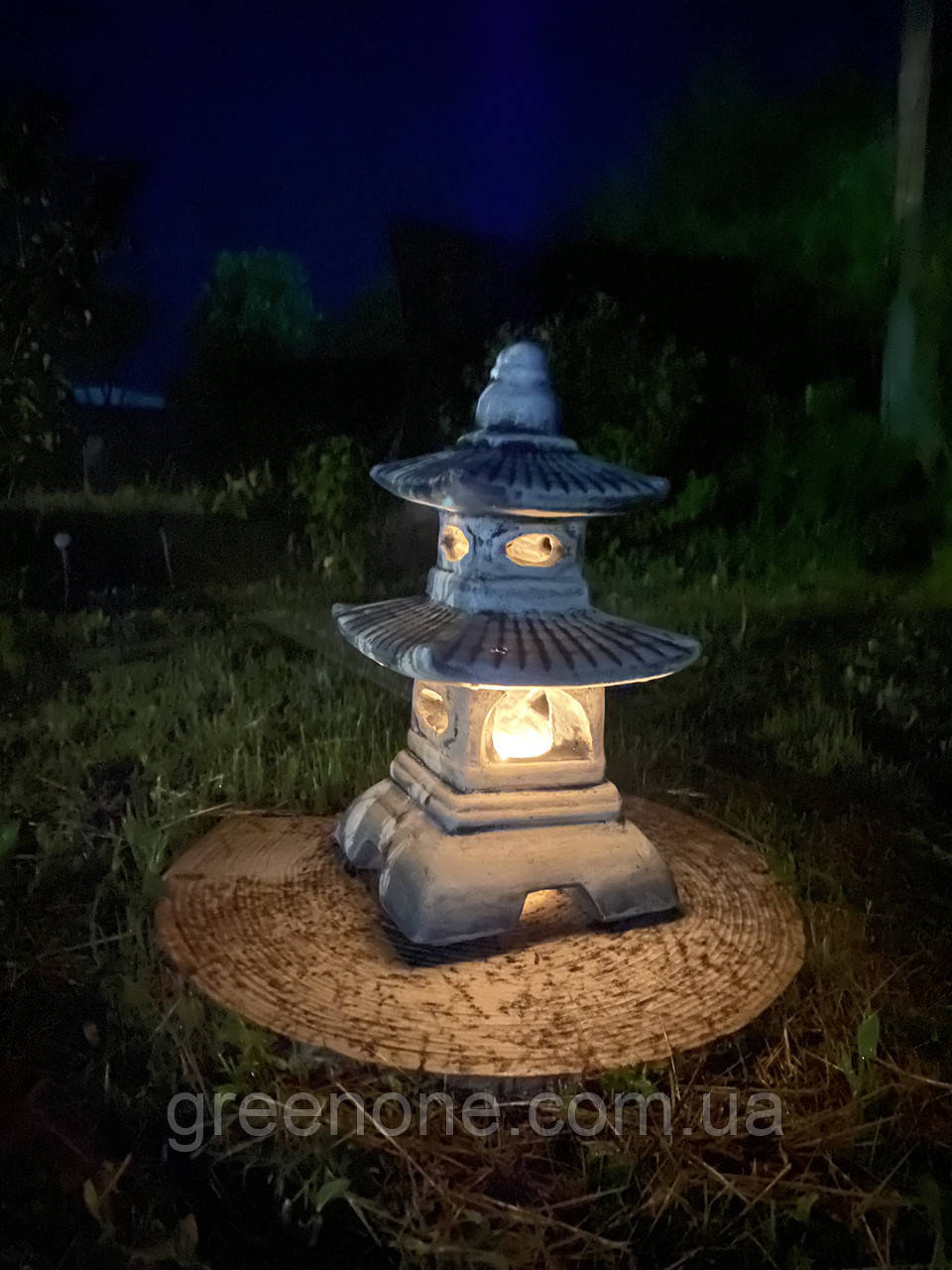 Садова фігура чорно-сіра Погода, скульптура Японський ліхтарик для декору саду, ручної роботи 40 см, фото 1