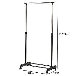 Металева вішалка на коліщатках WU-8 з регулюванням висоти чорна хромована в кімнату