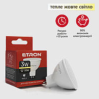 Светодиодная LED лампа ETRON 3W MR16 3000K 220V GU5.3 теплый свет