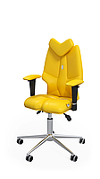Эргономичное кресло Fly крестовина хром экокожа Yellow (Kulik System ТМ)