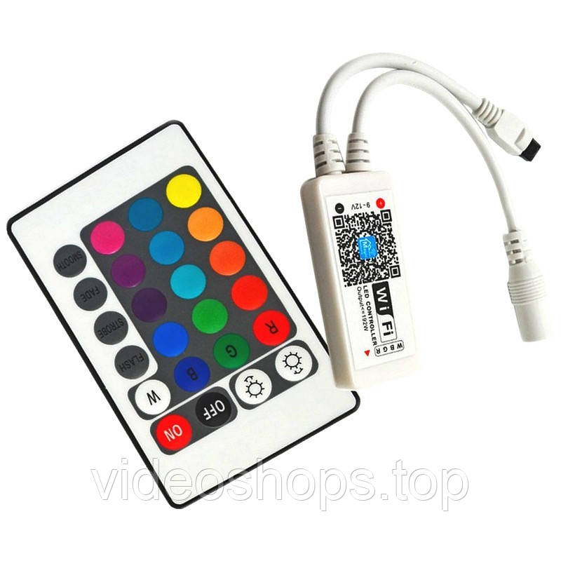 LED контроллер 5-24В WI-FI, пульт IR 24 кнопки RGBW - фото 1 - id-p1895615614