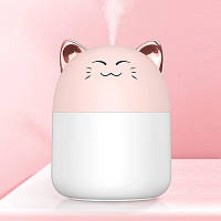 Зволожувач повітря з функцією дитячого нічника Cat Humidifier з підсвіткою LED 2в1 250 мл Рожевий