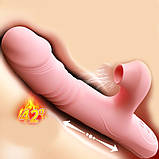 Фалоїмітатор вібратор для жінок Кролик вібратор із підігрівом Великий жіночий вібратор телескопічний, фото 5