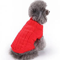 Свитер для собак вязанный «Премиум», красный, одежда для собак мелких, средних пород