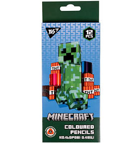 Олівці кольорові Yes Minecraft трикутні 12 кольорів