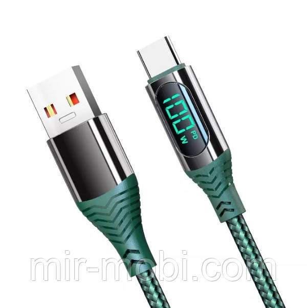 Кабель Konfulon DC45, Type-C, 1m, 5A, 100W, Green