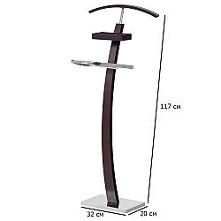 Стійка для піджака та штанів WU-13 з дерева кольору венге та хромованої сталі в кабінет