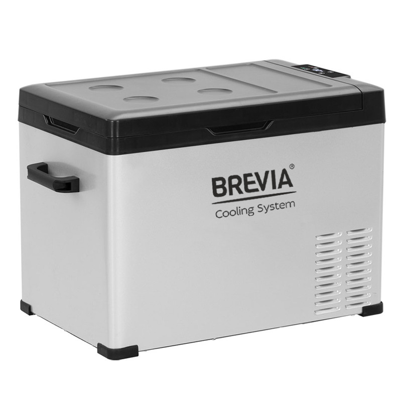 Портативний холодильник 40л BREVIA автохолодильник з LG-компресор сталевий 12/24В 220В Сірий (22445)