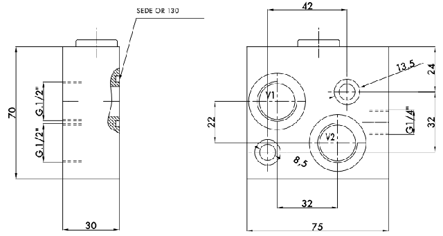 Розміри клапана VSBF 1/2" OMS