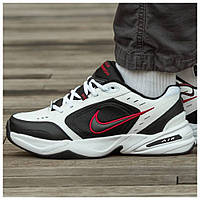 Мужские кроссовки Nike Air Monarch IV Black Red White, черно-белые кожаные кроссовки найк аир монарх