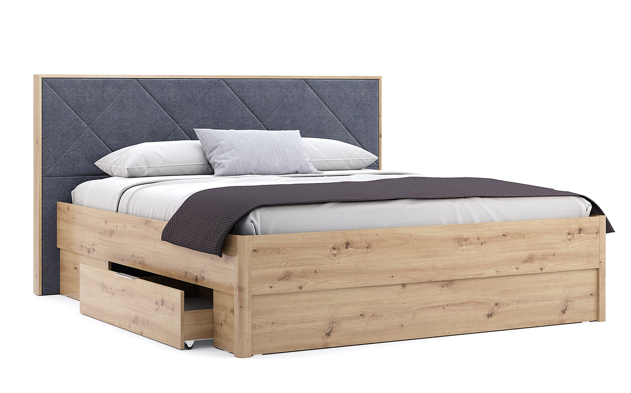 Ліжко м'яке спинка Raymond 180*200 з шухлядами без каркасу тканина сіра ТМ Міро-Марк