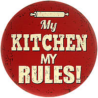 Металлическая табличка / постер "Моя Кухня Мои Правила / My Kitchen My Rules" 30x30см (ms-002017)