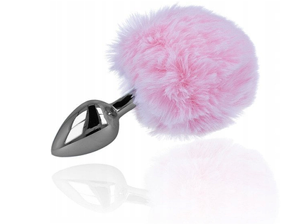 Анальна пробка заячий хвостик Lelex 12 cm рожевий