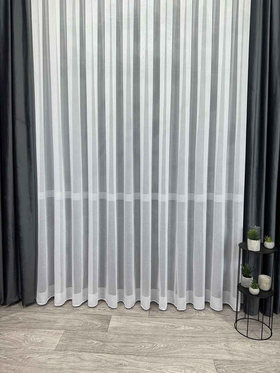 Готовий тюль на бамбуковій основі, на тасьмі 6 см, розмір:500смХ275 см!  Колір: білий, фото 1