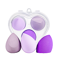 Набор спонжей для макияжа в футляре бьютиблендер Puffy 3 штуки, Фиолетовый