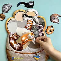 Сортер пазл дерев'яний дитячий UBumblebees Котики Муркотики