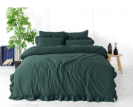 Постільні комплекти євро 200х220 якісне бавовняне, однотонні комплекти постільної білизни турецьке Зелене