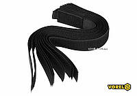 Хомут-липучка для кабеля VOREL: 25 x 300 мм, чорний, нейлон + поліестер + поліуретан, 10 шт [50/100]