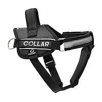 Шлейка для собак Collar Police №5 (В:85-115см) с фонариком Черная шлея для собак, Нейлоновая шлейка для собак