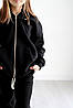 Костюм утеплений  для дівчинки турецька тринитка на флісі кофта худі та джогери чорний, фото 4