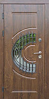 Форт-М Дверь уличная 3х контурная! Модель Трио-Греция цвет Дуб темный, стеклопакет, ковка